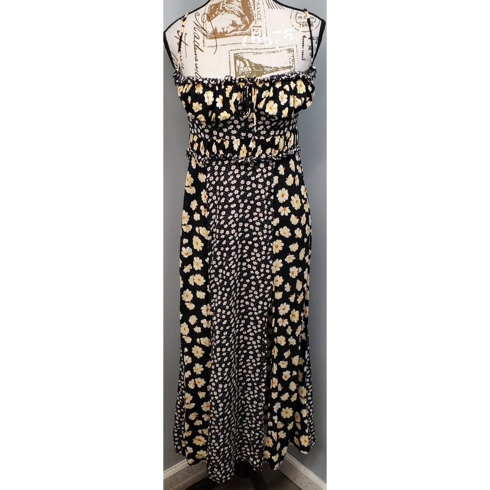 Free People Tigerlily Midi Dress Womens XS Multi Floral Sleeveless Tie Front